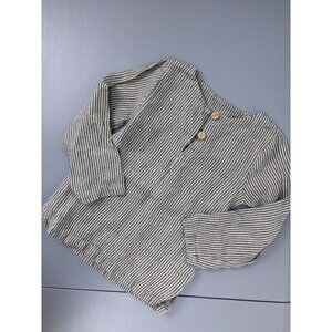 Simply Grey kids 5-6 years linen striped long sleeved tunic top lagenlook